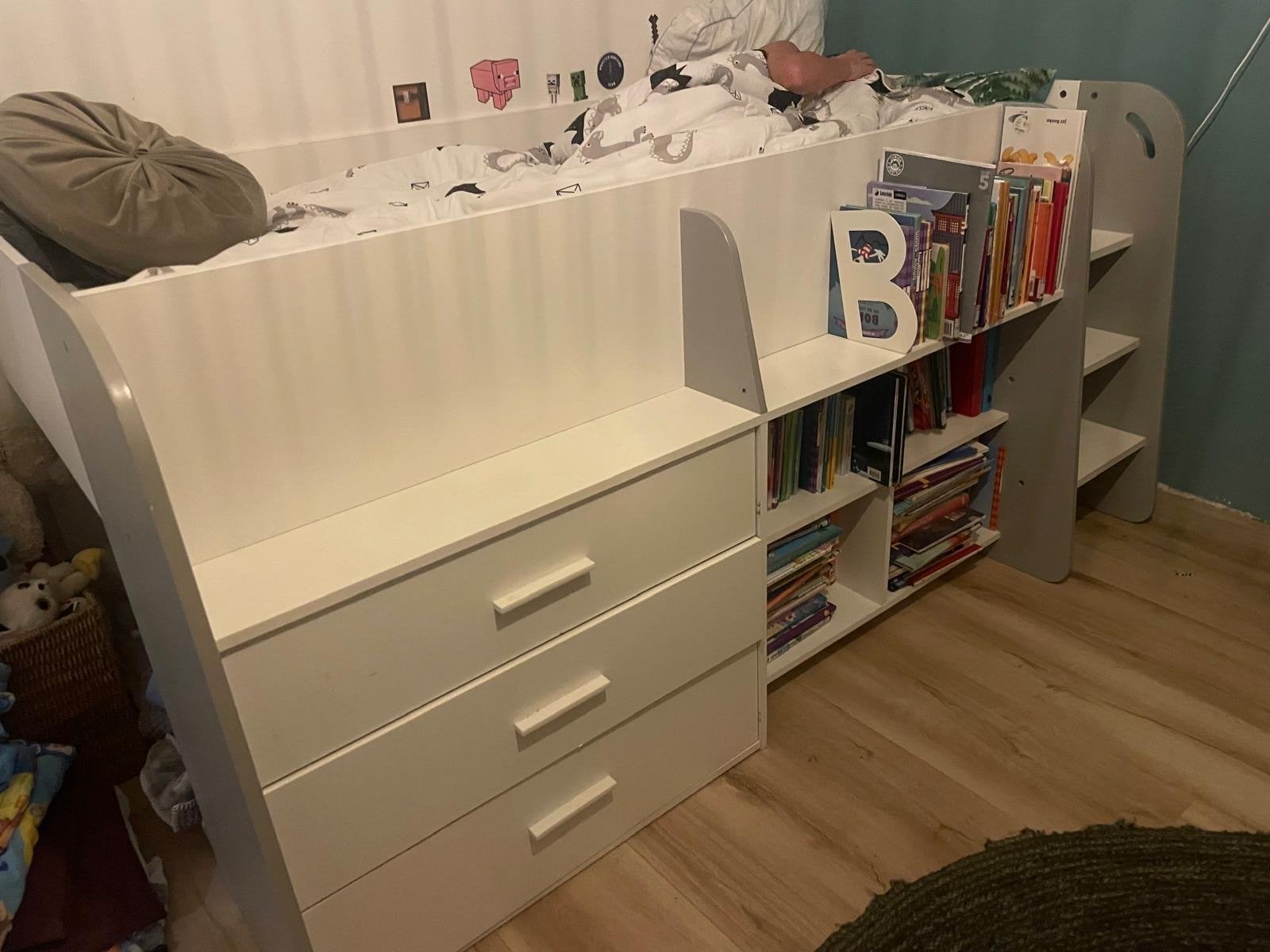 Halfhoogslaper met opbergruimte en lades, Huis en Inrichting, Ophalen, Gebruikt, Eenpersoons, Minder dan 160 cm