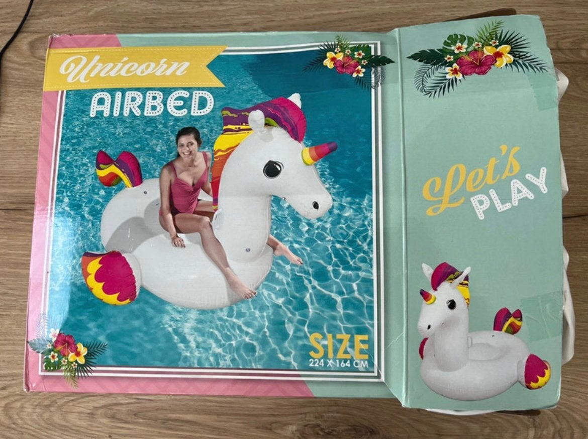 Unicorn airbed 224x164cm, Ophalen of Verzenden, Gebruikt