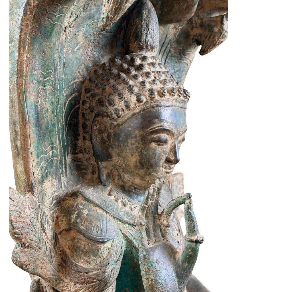 Bronzen Mucalinda Naga Boeddha – 97 cm, Ophalen, Bruin, 97 cm, Overige herkomsten