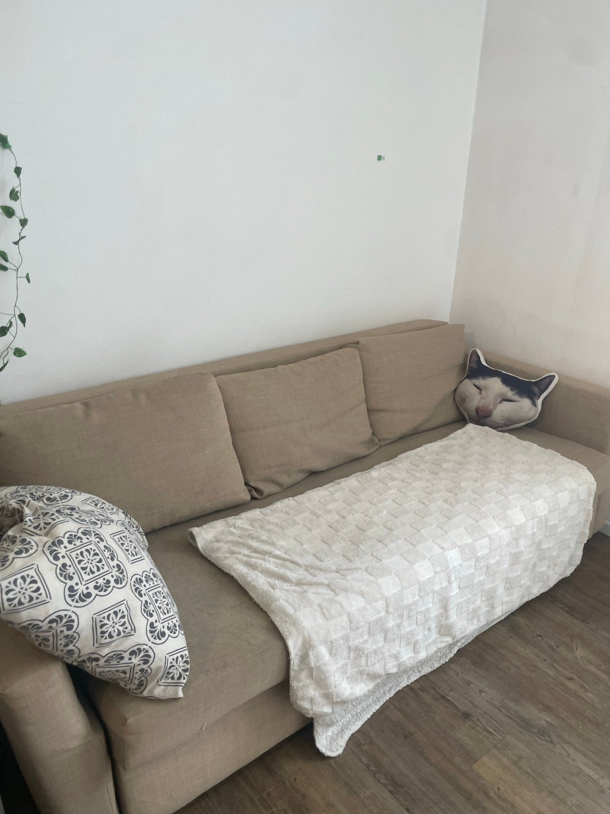 Beige 3-Seater Sofa Bed with Storage, Ophalen, Gebruikt, Driepersoons, 75 tot 100 cm
