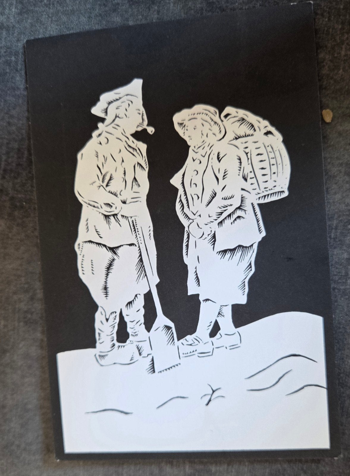 Oude knipkunst ansichtkaart - (scherenschnitt), Verzenden, 1980 tot heden, Gelopen, Overige thema's