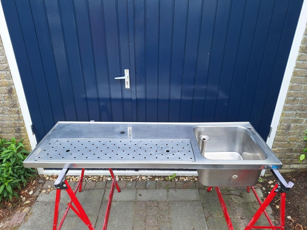 RVS lekblad met spoelbak 150x50 tapblad biertap mancave bar, Ophalen, Overige merken