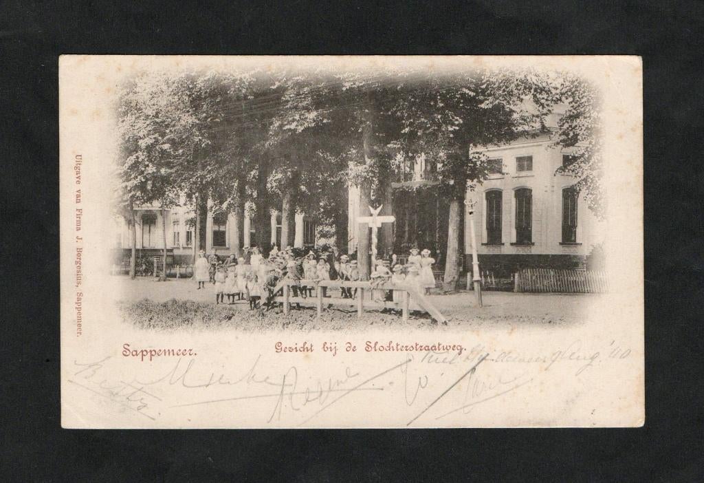 Sappemeer Slochterstraatweg Volk Kinderen, Vollenhove., Ophalen of Verzenden, Voor 1920, Gelopen, Groningen