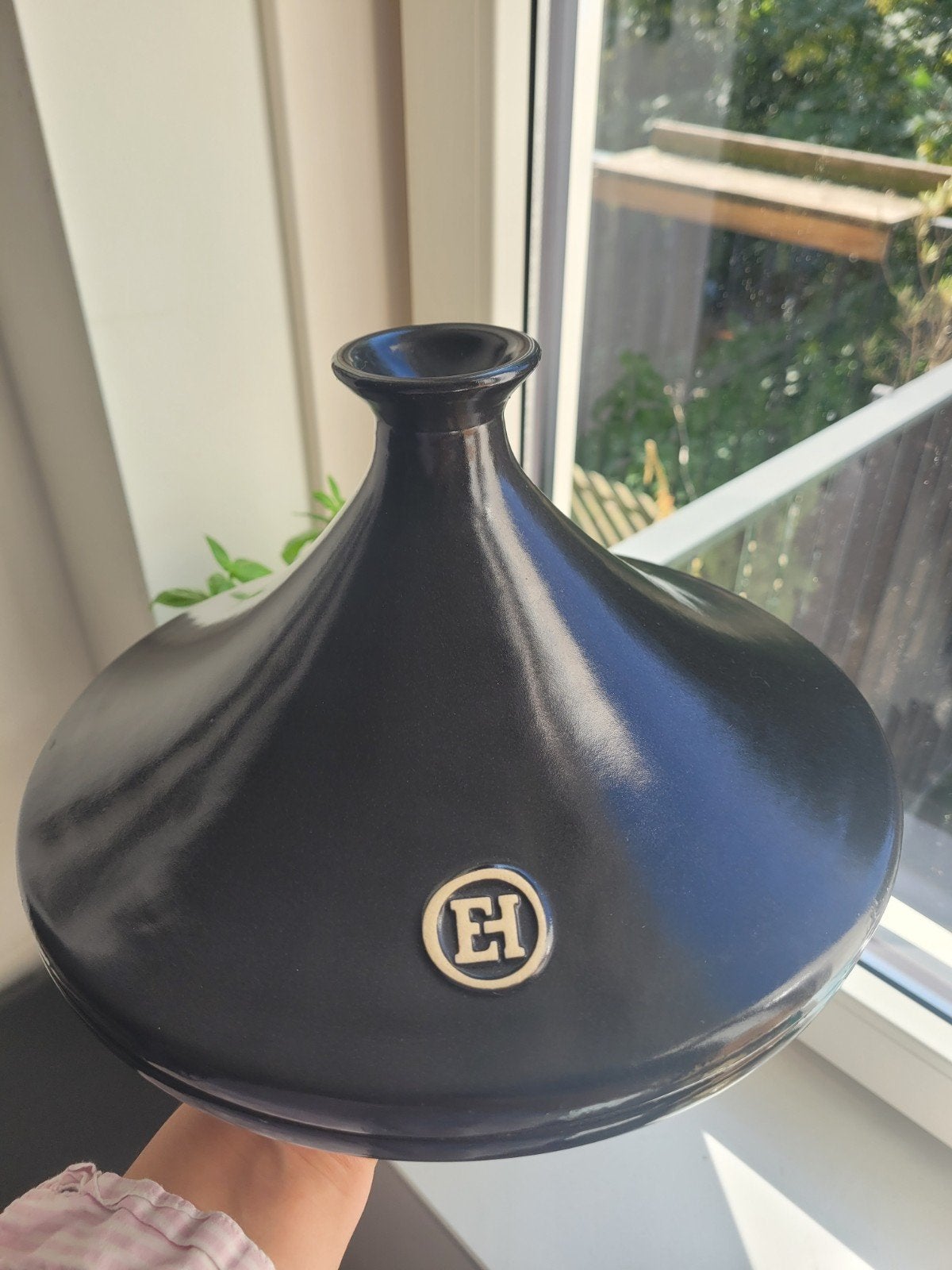 Emile Henry Tajine Fusain 27cm Zwart - Zo goed als nieuw, Ophalen, Zwart, Steen/keramiek, Overige merken