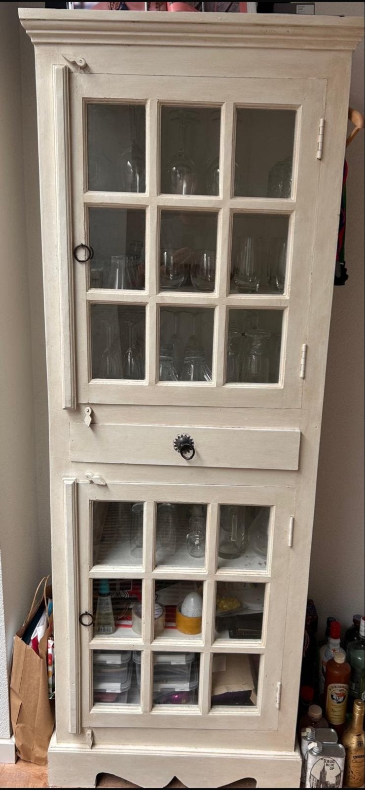 Servieskast met glazen deuren - 190x65x42 cm, Ophalen, Gebruikt