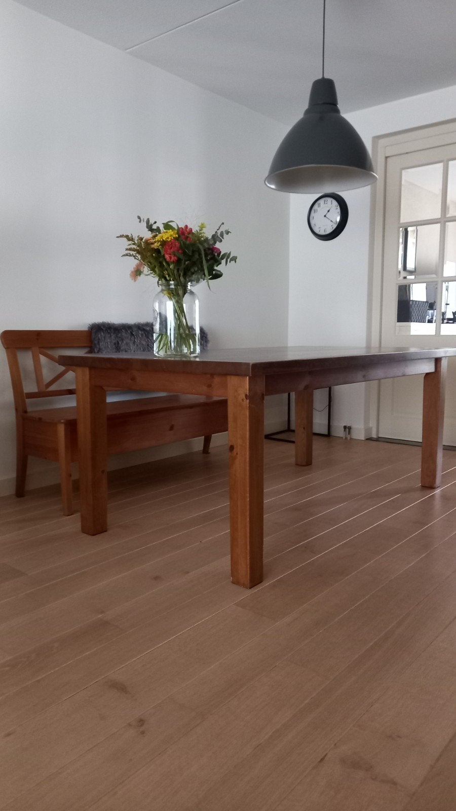grenen houten eettafel - Ideaal voor gezellige diners, Gebruikt, Landelijk, Vijf personen of meer, 150 tot 200 cm