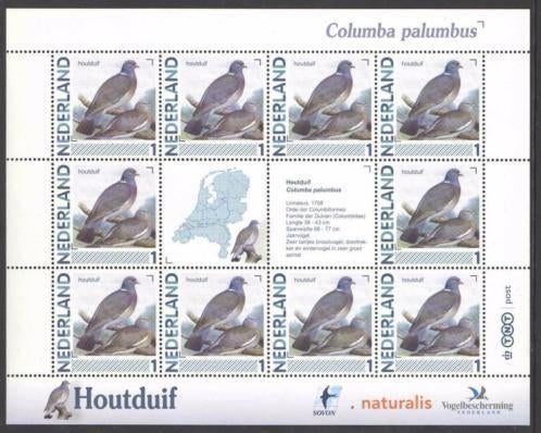 Vogels in Nederland Vel Houtduif, Ophalen of Verzenden, Postfris