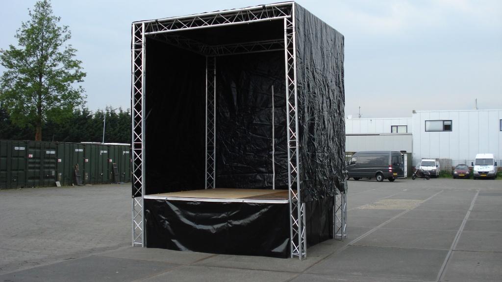 Buitenpodium alleen los dekzeil Zwart 3.5 x 3 meter 3 hoog, Ophalen, Zo goed als nieuw