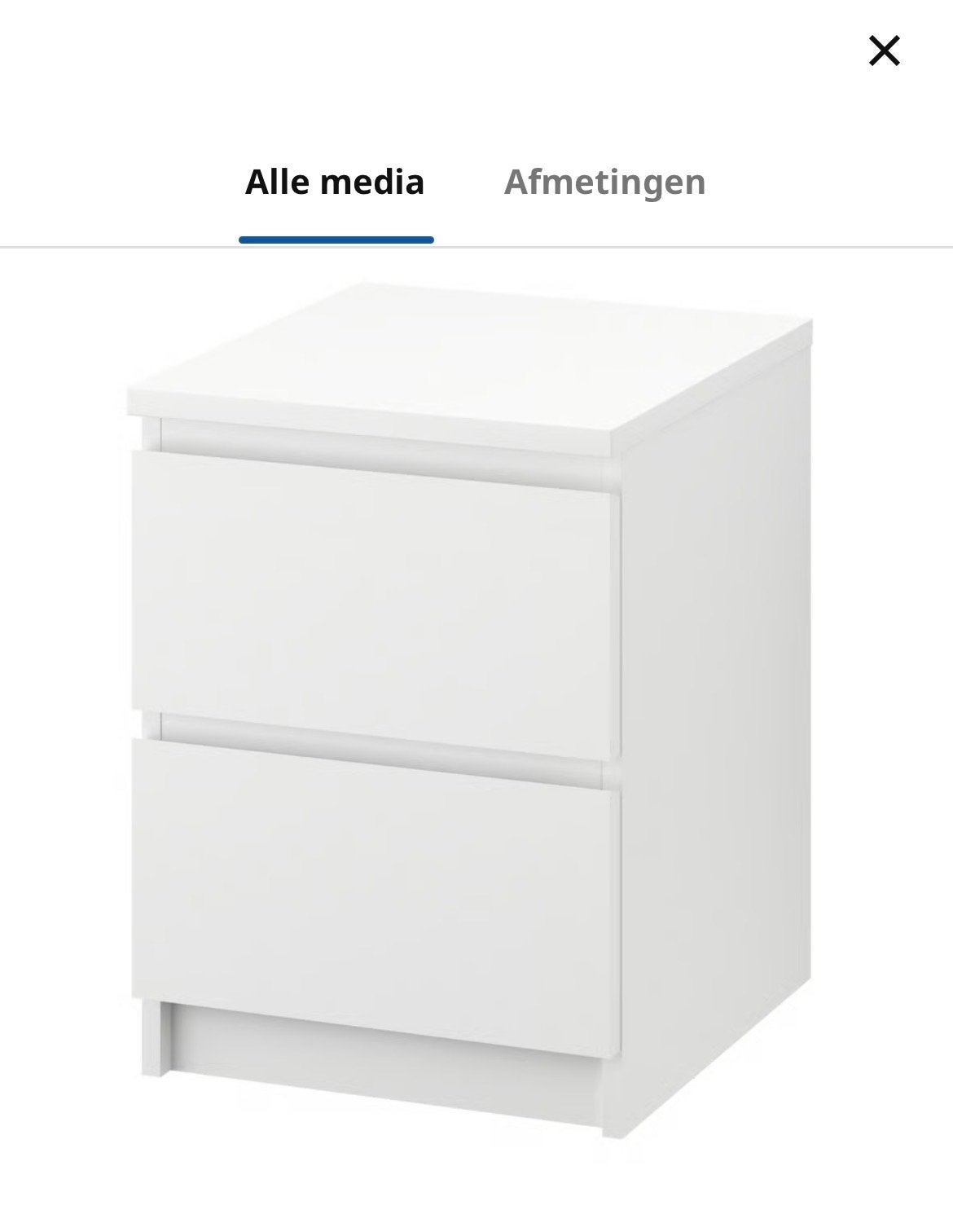 IKEA MALM Ladekast met 2 lades - Wit, zo goed als nieuw, Ophalen, Minder dan 50 cm, 1 of 2 laden, Zo goed als nieuw