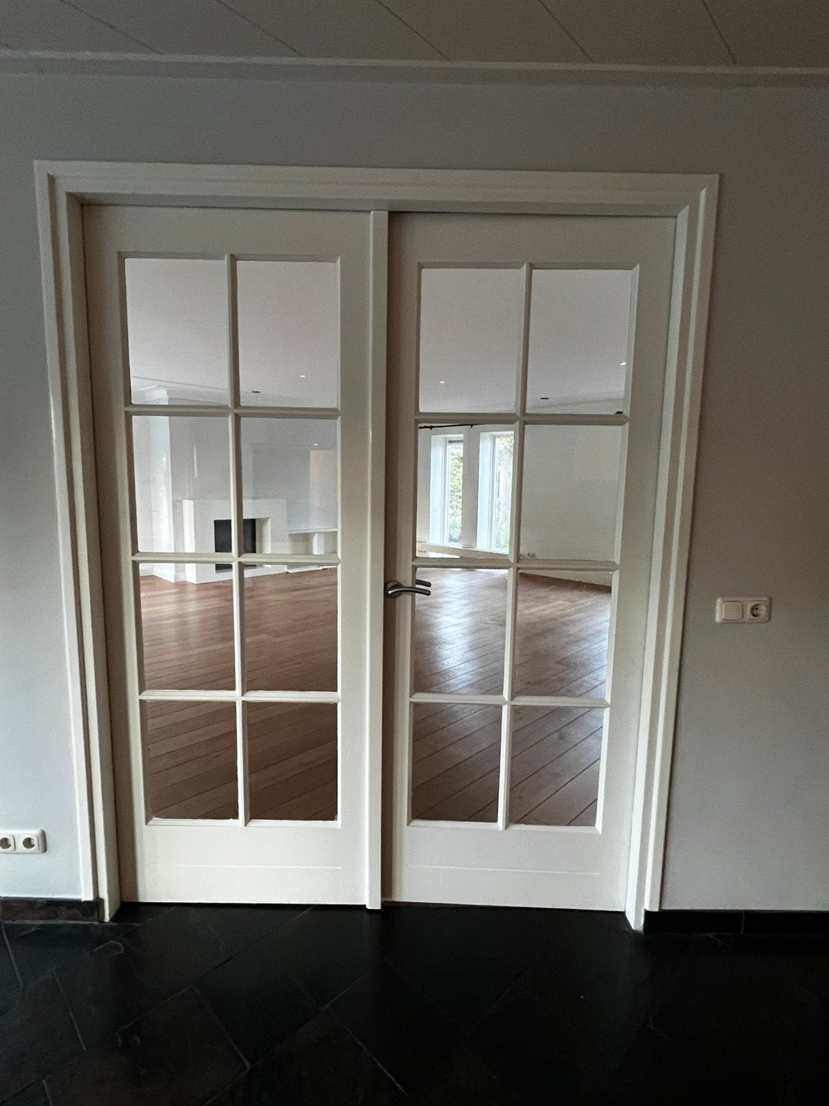 Openslaande deuren, hardhout, kamer en suite, Ophalen, Zo goed als nieuw, Buitendeur, 200 tot 215 cm