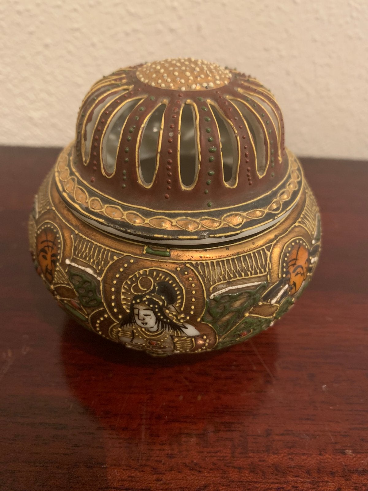 Antieke wierook brander japans 1900 satsuma decoratie, Ophalen of Verzenden