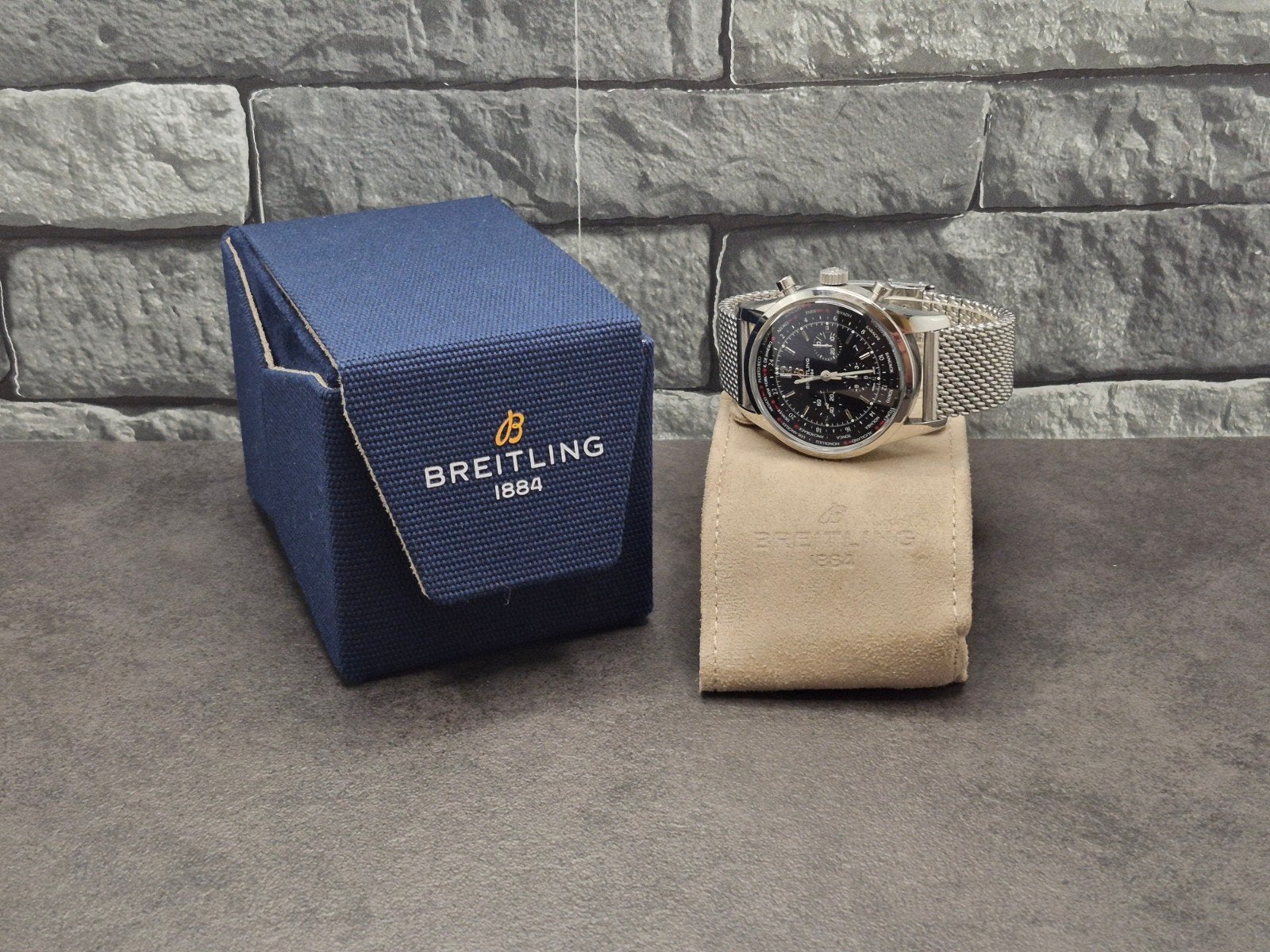 Breitling Transocean Chronograph Unitime Pilot 46mm Automaat, Sieraden, Tassen en Uiterlijk, Horloges | Heren, Staal, Zwitserland