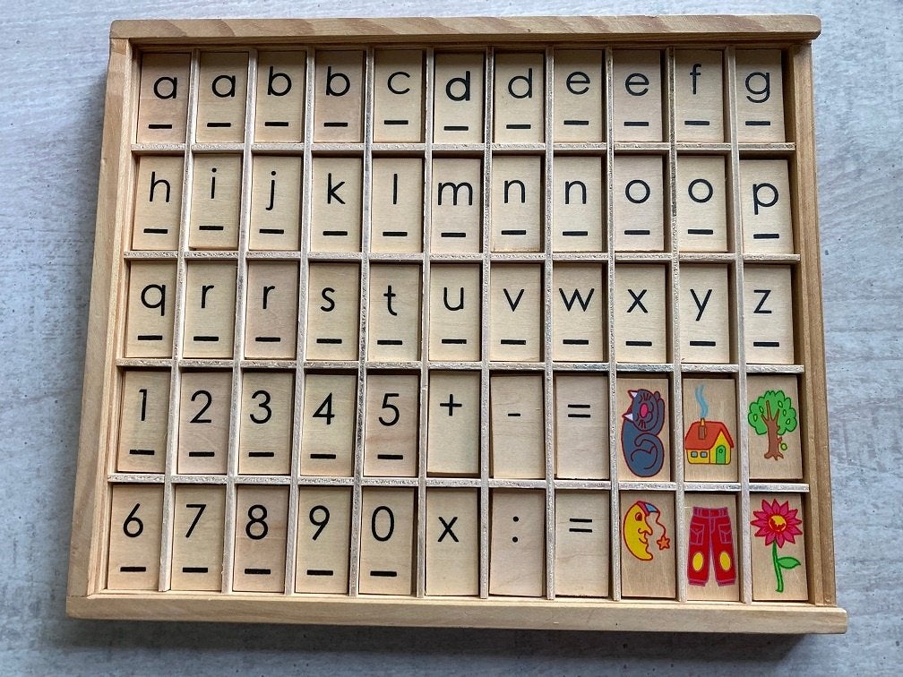HOUTEN LETTERS, CIJFERS, PLAATJES, Kinderen en Baby's, Speelgoed | Educatief en Creatief, Ophalen of Verzenden, Gebruikt, Taal en Lezen