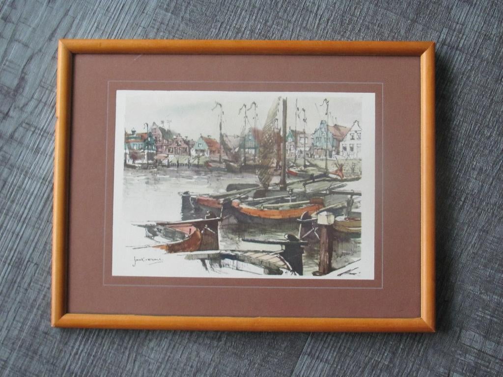 Volendam - Jan Korthals (1916-1972), Decoratieobject, Ophalen of Verzenden, Zo goed als nieuw, Ingelijst