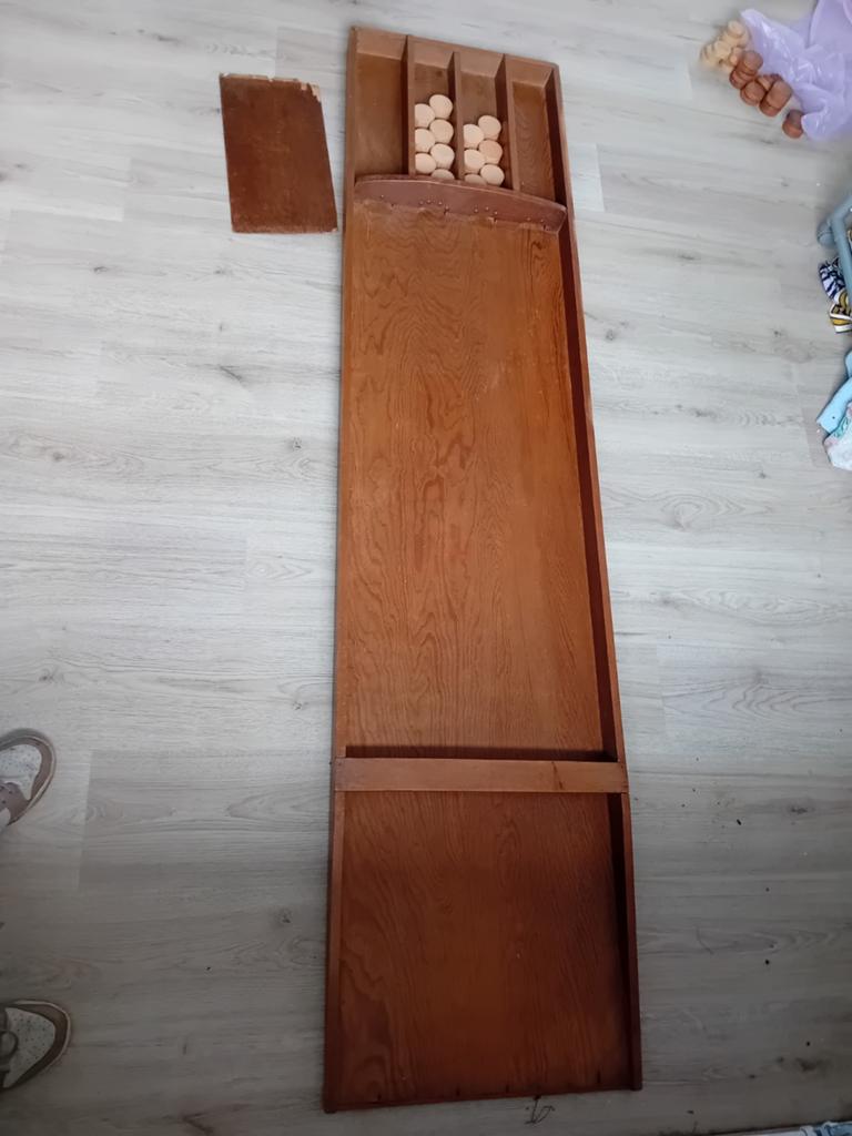 Sjoelbak 200cm met 30 sjoelschijven, Een of twee spelers, Ophalen, Gebruikt