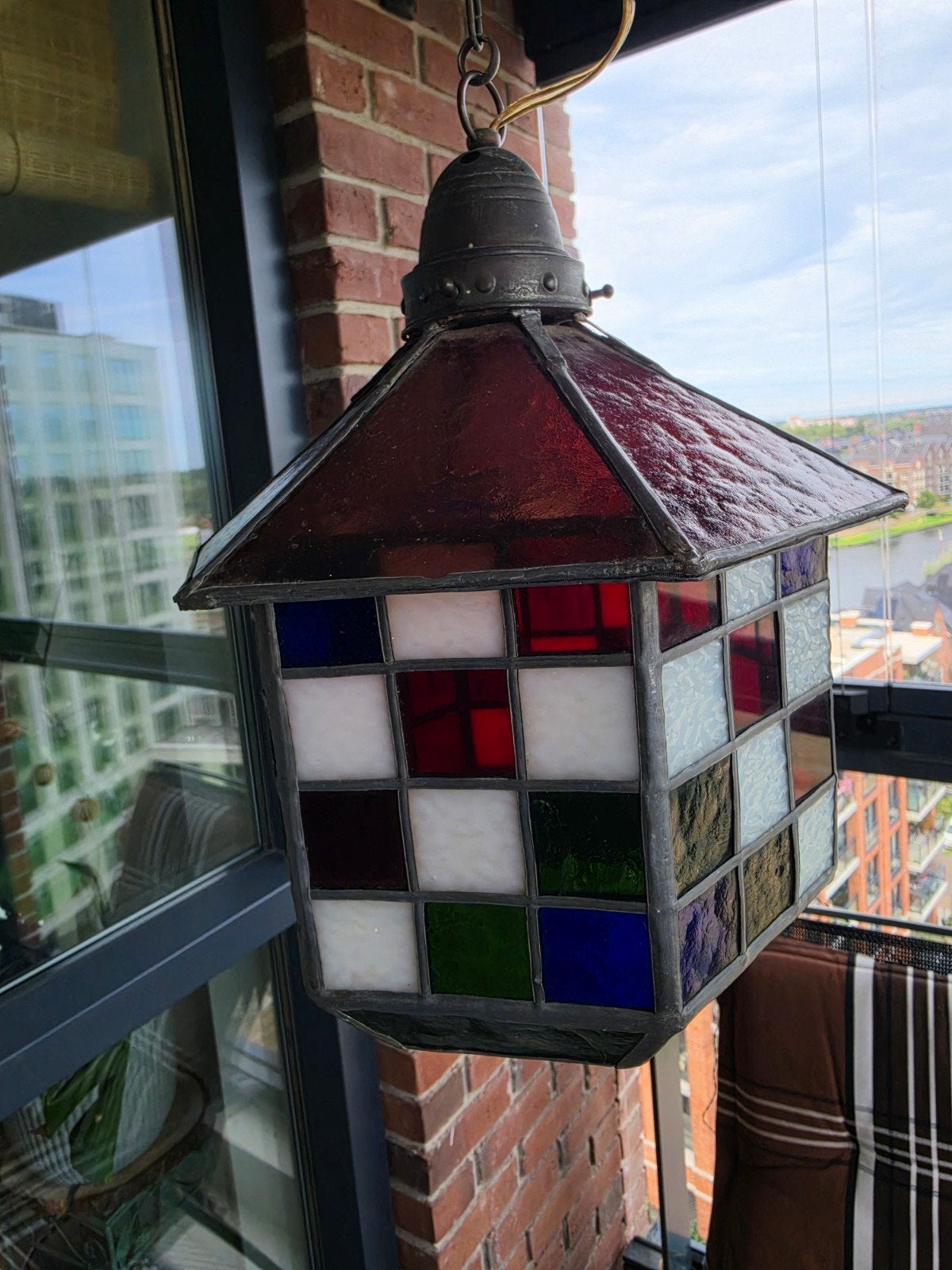 Prachtige Oude Glas-in-Lood Hanglamp, Ophalen
