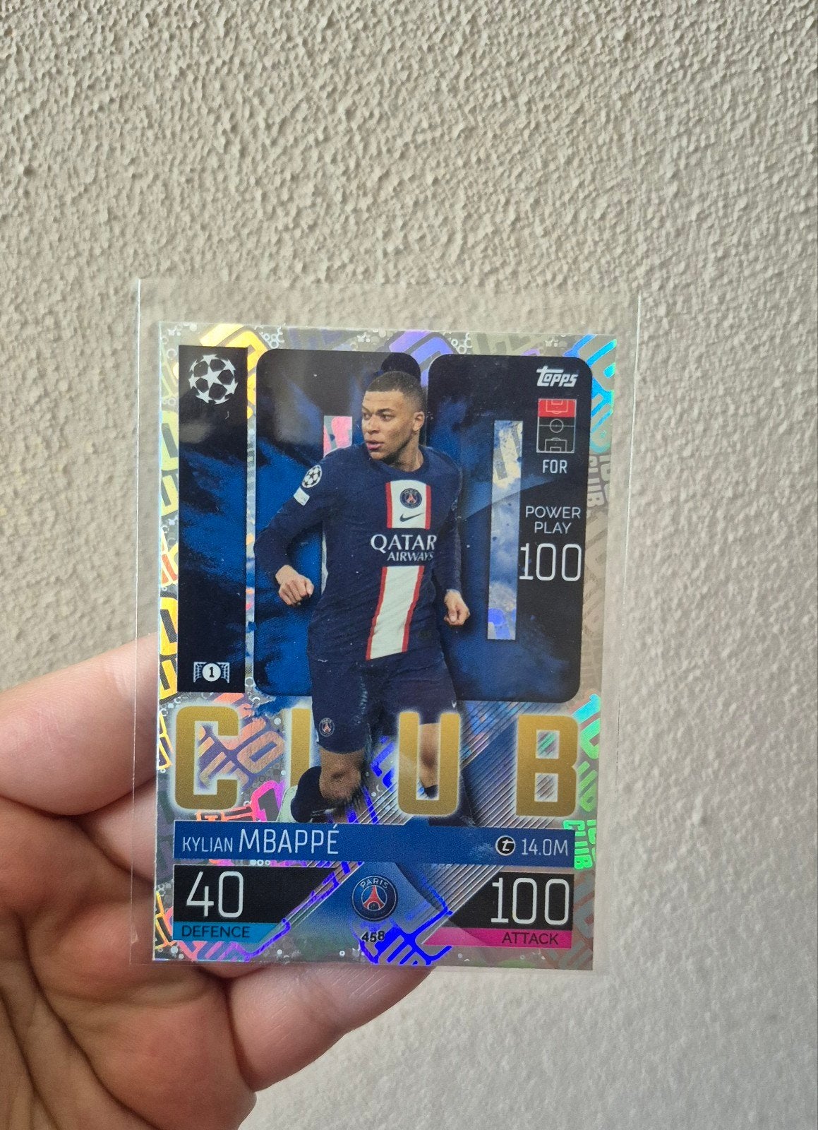Topps 100 Club Kaart Kylian Mbappé 22/23, Ophalen of Verzenden, Zo goed als nieuw, Plaatje