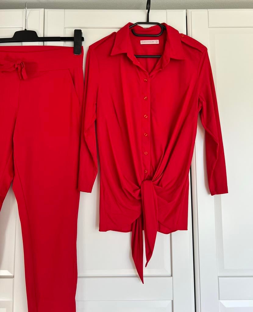 Studio anneloes knot blouse L & upstairs broek M rood, Maat 42/44 (L), Ophalen of Verzenden, Zo goed als nieuw, X