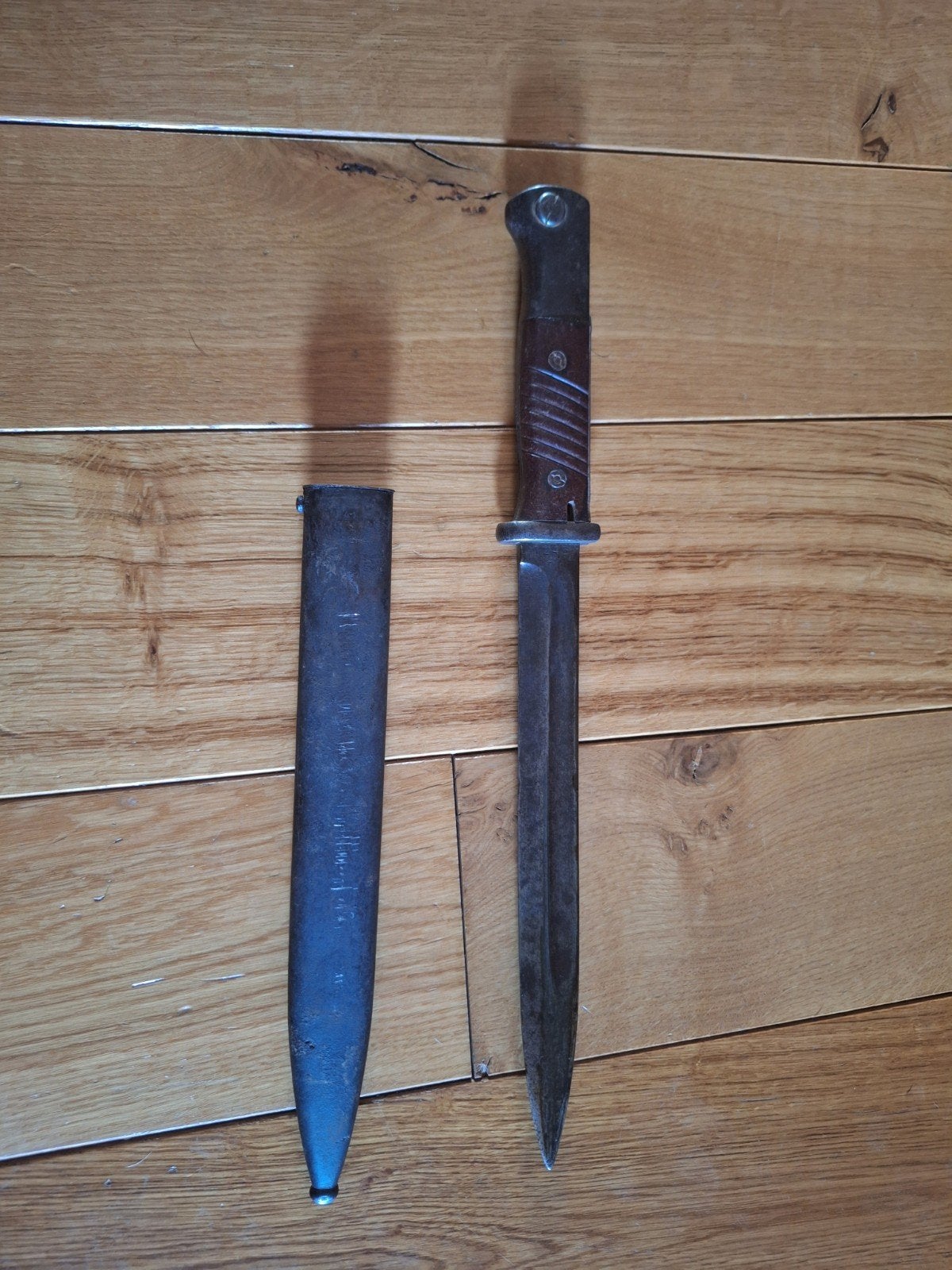 Duitse K98 bajonet met schede, Verzamelen, Ophalen of Verzenden, Duitsland, Mes of Dolk