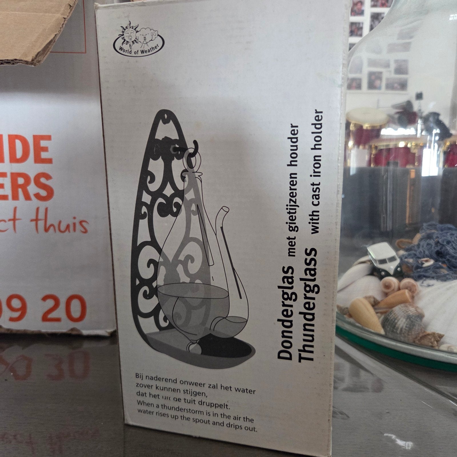 Donderglas met gietijzeren houder - Weervoorspeller, Zwart, Nieuw, Ophalen of Verzenden, Klassiek