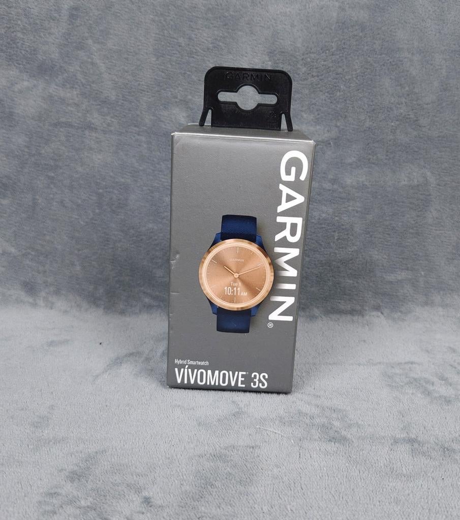 Garmin Smartwatch Vivomove 3S Rose Goud Blauw Horloge., GARMIN, Afstand, Blauw, .