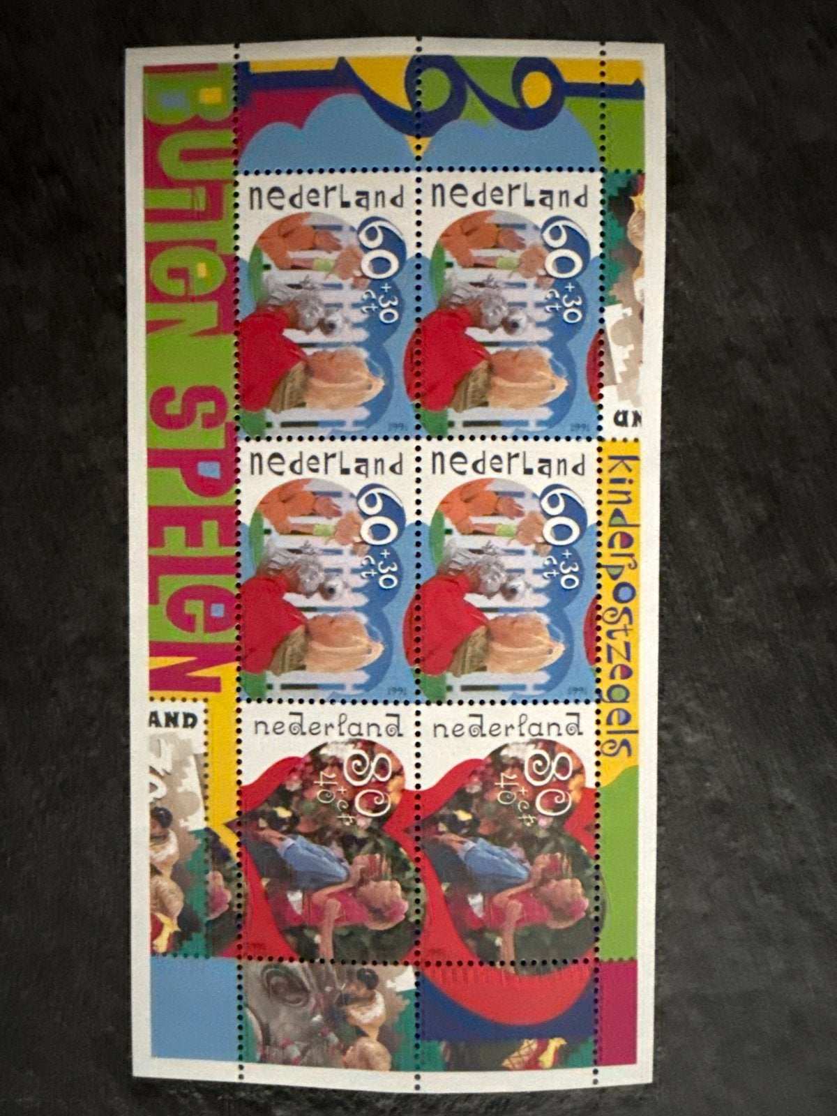 Kinderpostzegels 1991 - Buiten Spelen - Velletje, Postzegels en Munten, Postzegels | Nederland, Ophalen of Verzenden, Na 1940