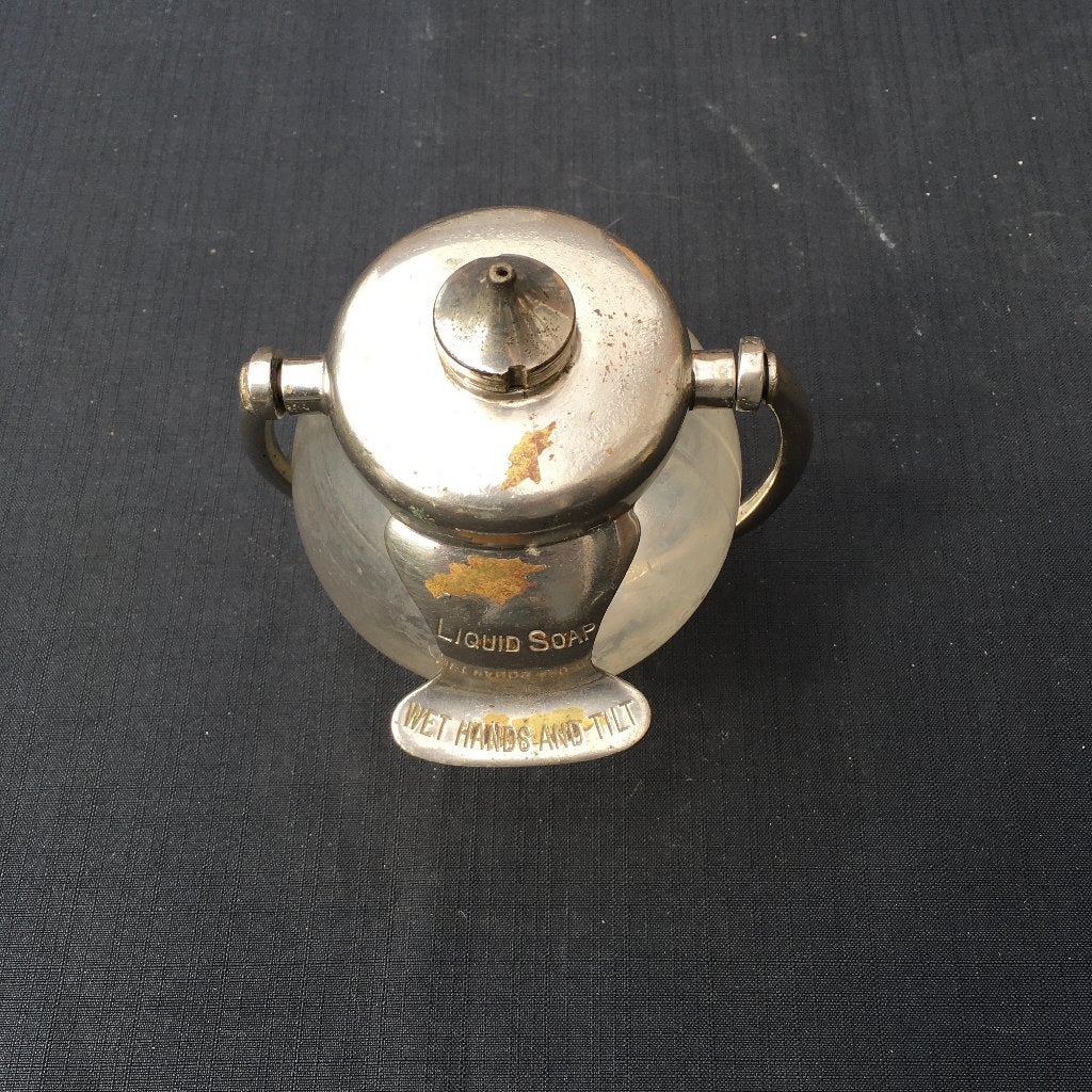 Antique Liquid Soap Dispenser - Zeepdispenser glas uit trein, Ophalen of Verzenden, Gebruikt, Trein, Overige typen