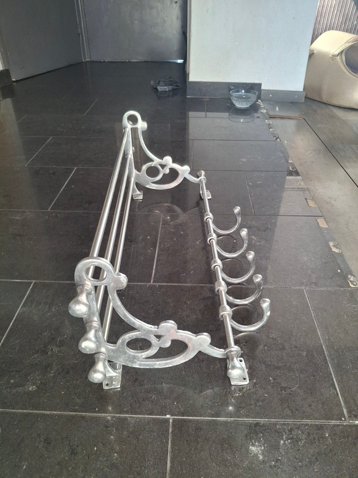 Aluminium Art Deco Treinkapstok, Wandkapstok, Gebruikt, Ophalen of Verzenden, Minder dan 100 cm