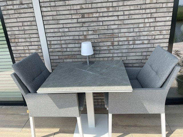 Supermooi aluminium met stoffen tuinset voor 2 personen Life, Aluminium, Zo goed als nieuw, Tuinset, Eettafel