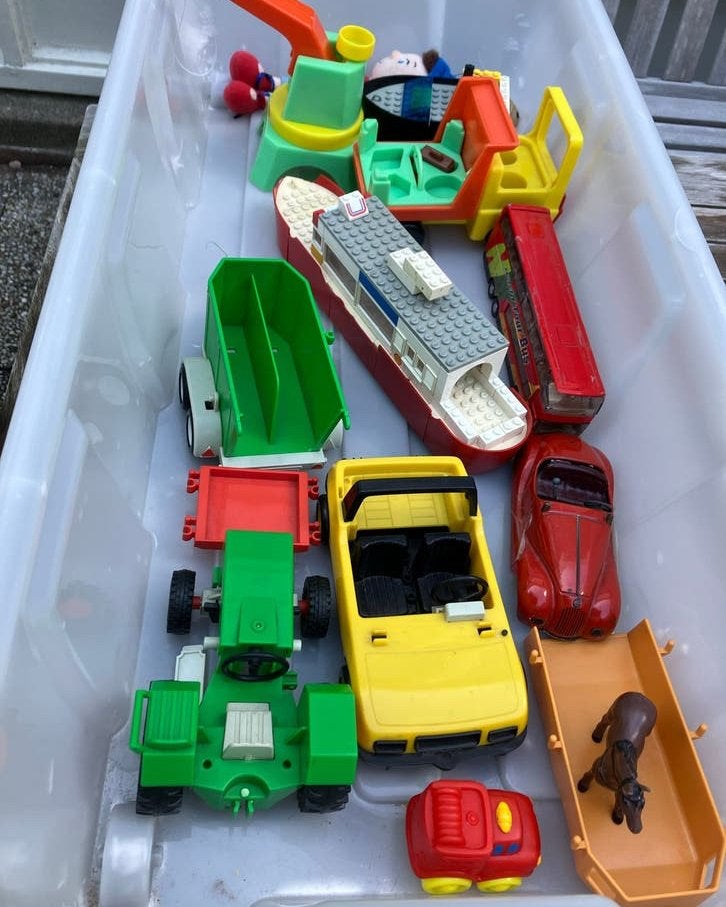 Vintage Schucco auto (1950) en divers kinderspeelgoed, Ophalen, Gebruikt