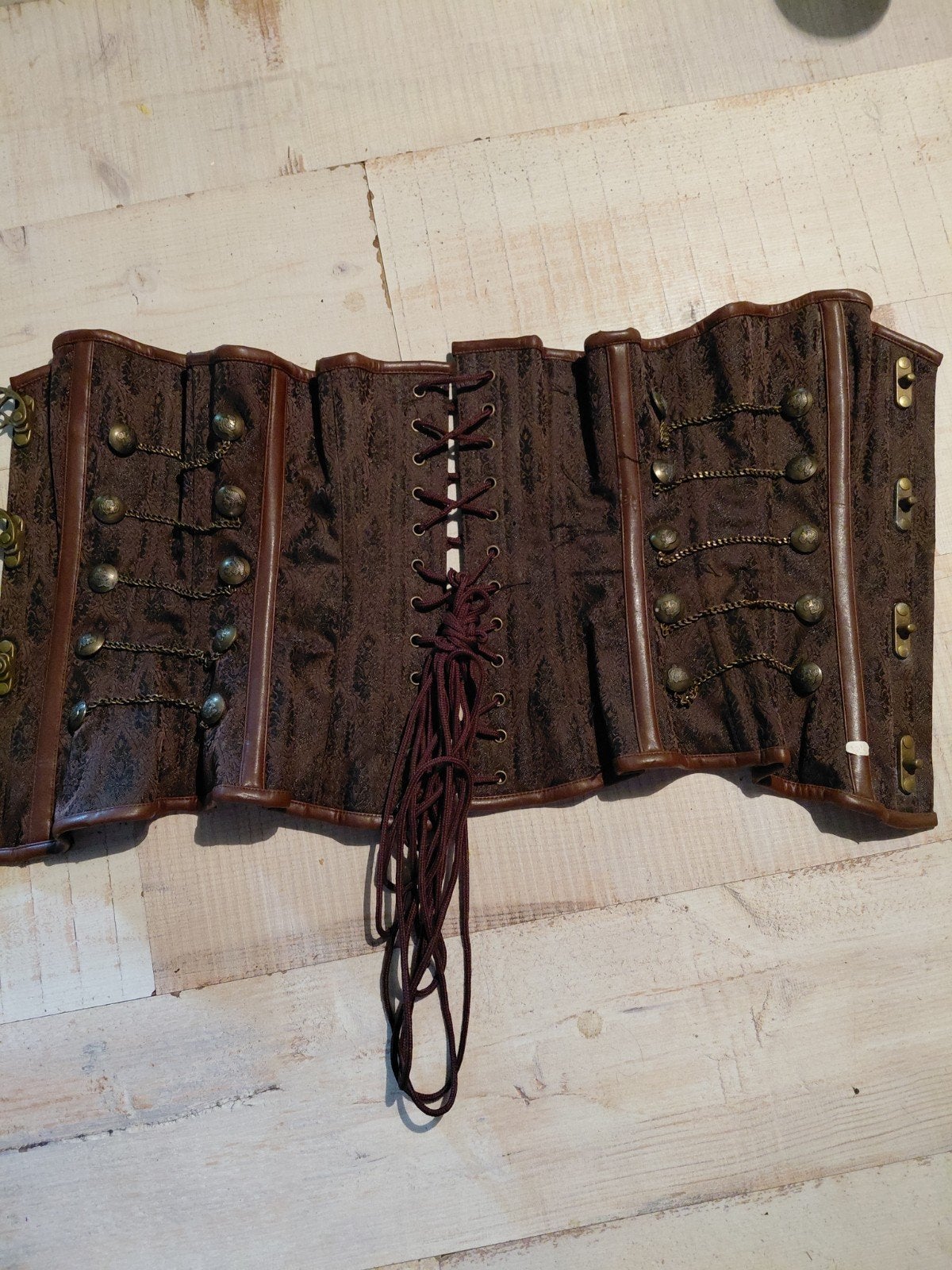 Steampunk Korset Bruin met Kettingen en Knopen, Verzamelen, Retro, Ophalen of Verzenden