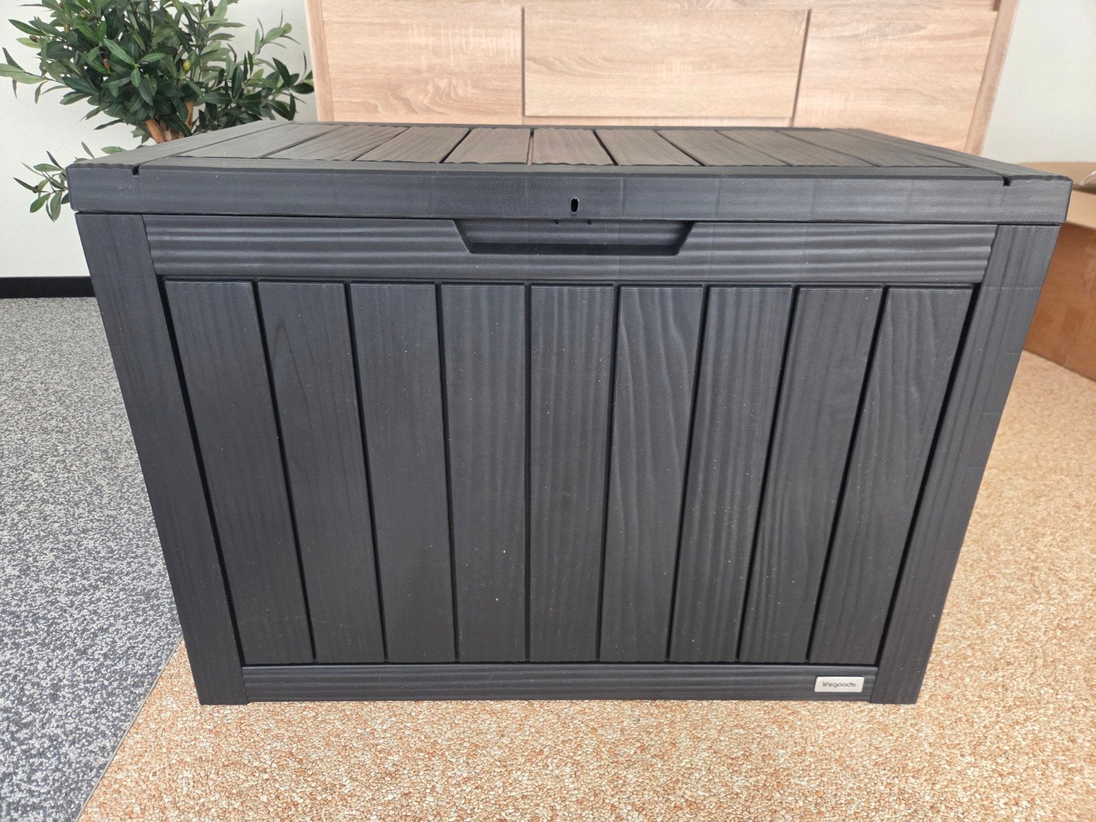 Grote zwarte opbergbox voor buiten, weerbestendig, Ophalen, Kunststof, 50 tot 100 cm, Minder dan 50 cm