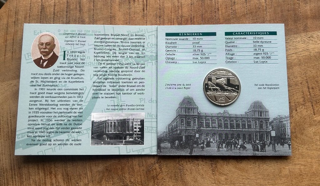 Zilveren 10 euro België Noord-Zuid verbinding Brussel, Ophalen of Verzenden, België, 10 euro
