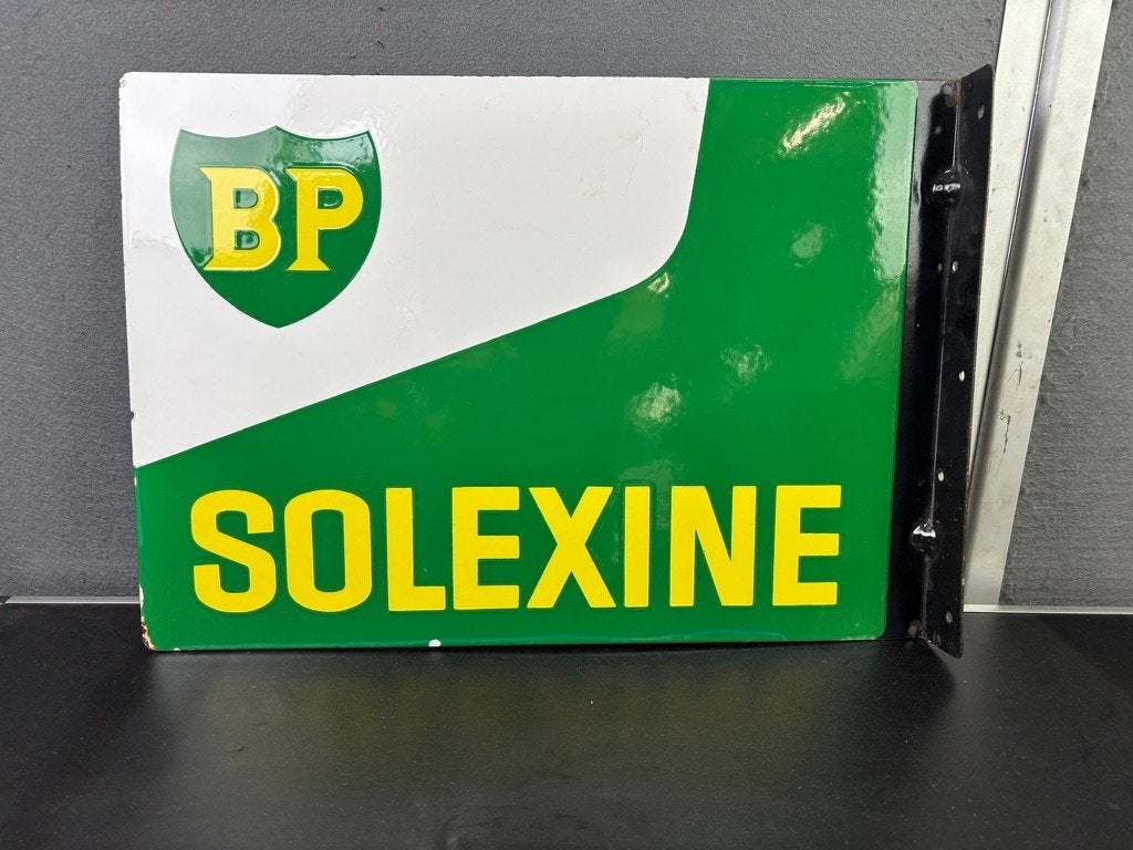 BP Solexine dubbelzijdig emaille reclamebord, Verzamelen, Merken en Reclamevoorwerpen, Reclamebord, Gebruikt, ., Ophalen of Verzenden