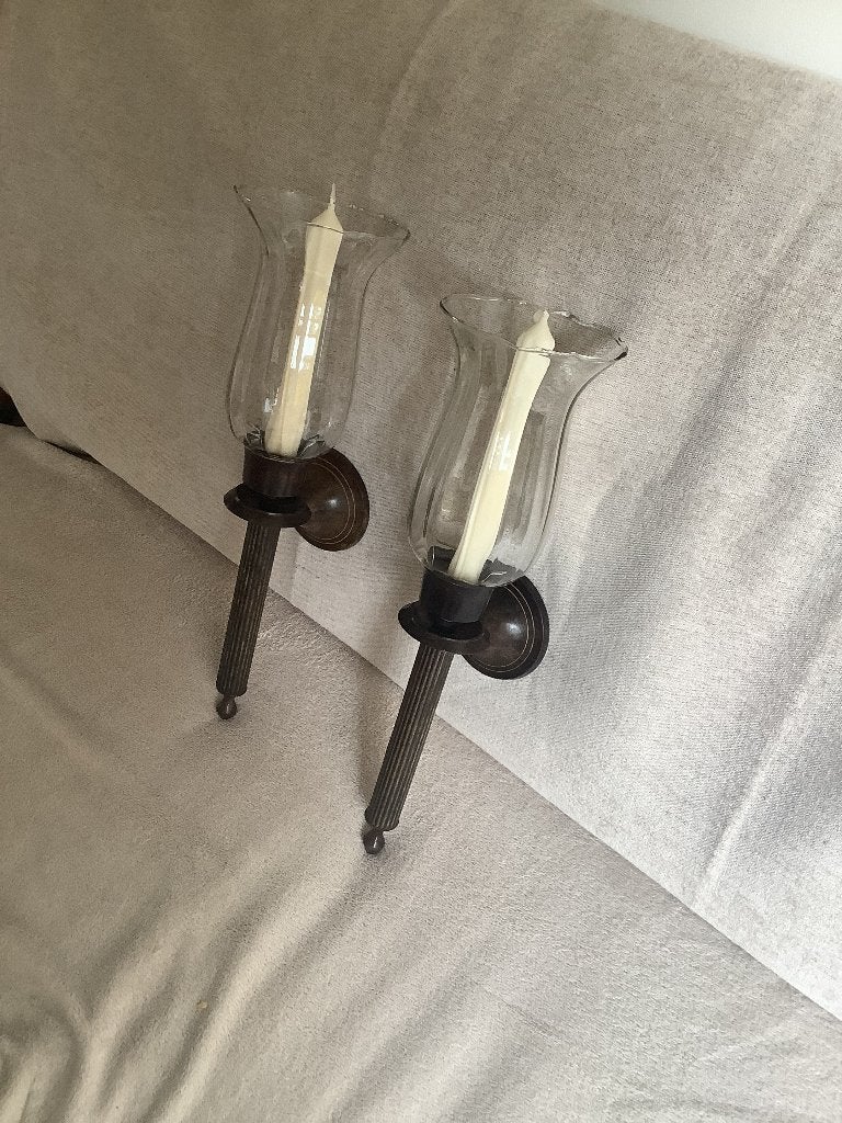 Koperen windlichten, kandelaars, wandkandelaar., Ophalen, Zo goed als nieuw