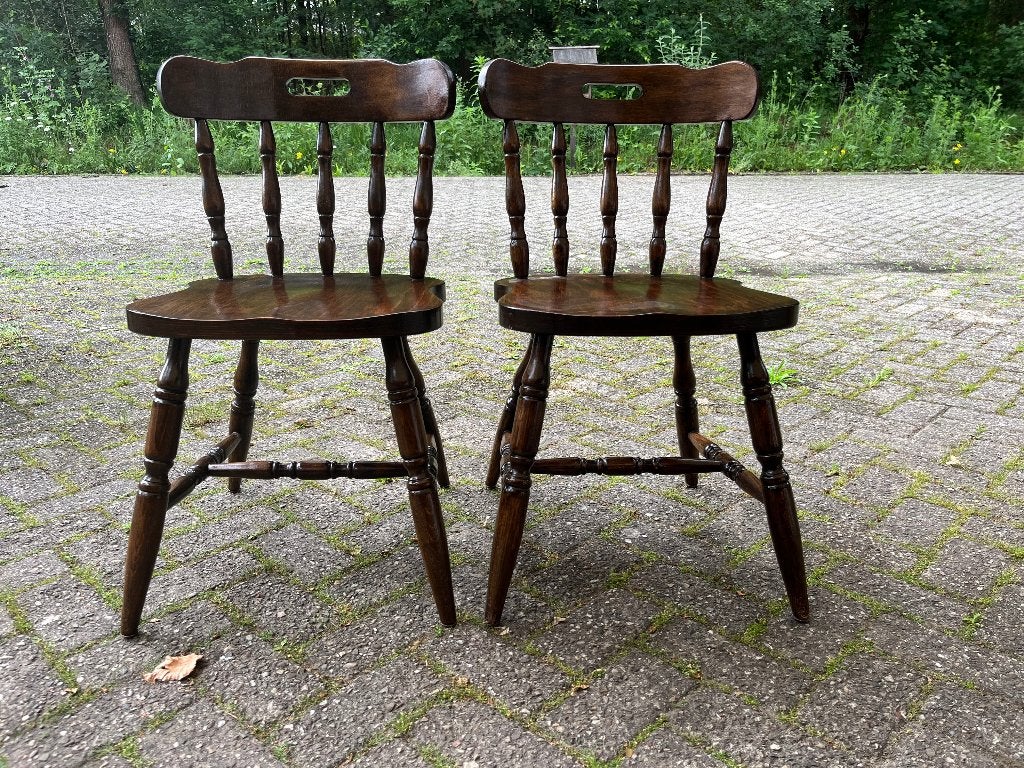 Vintage | houten cafe stoelen | 2 st, Ophalen, ;, Gebruikt, Twee