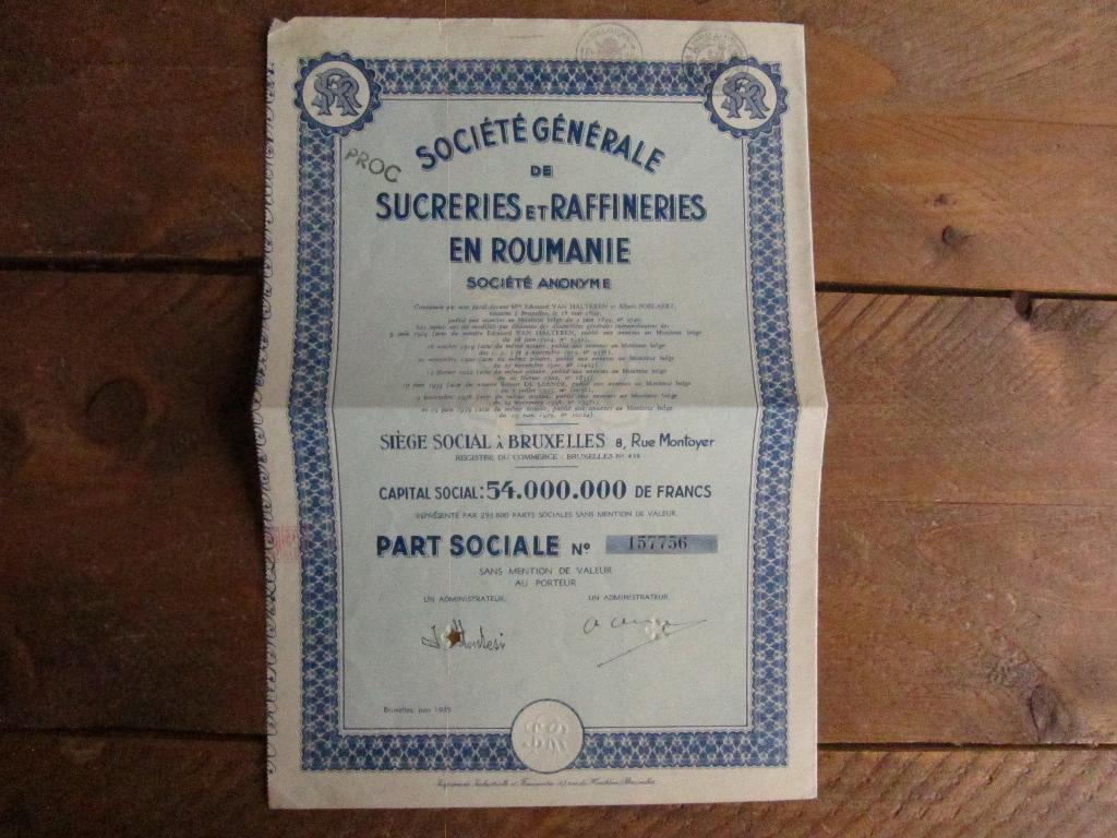 Decoratief Roemeens aandeel Suikerfabriek - 1899, Ophalen of Verzenden, Voor 1920, Aandeel
