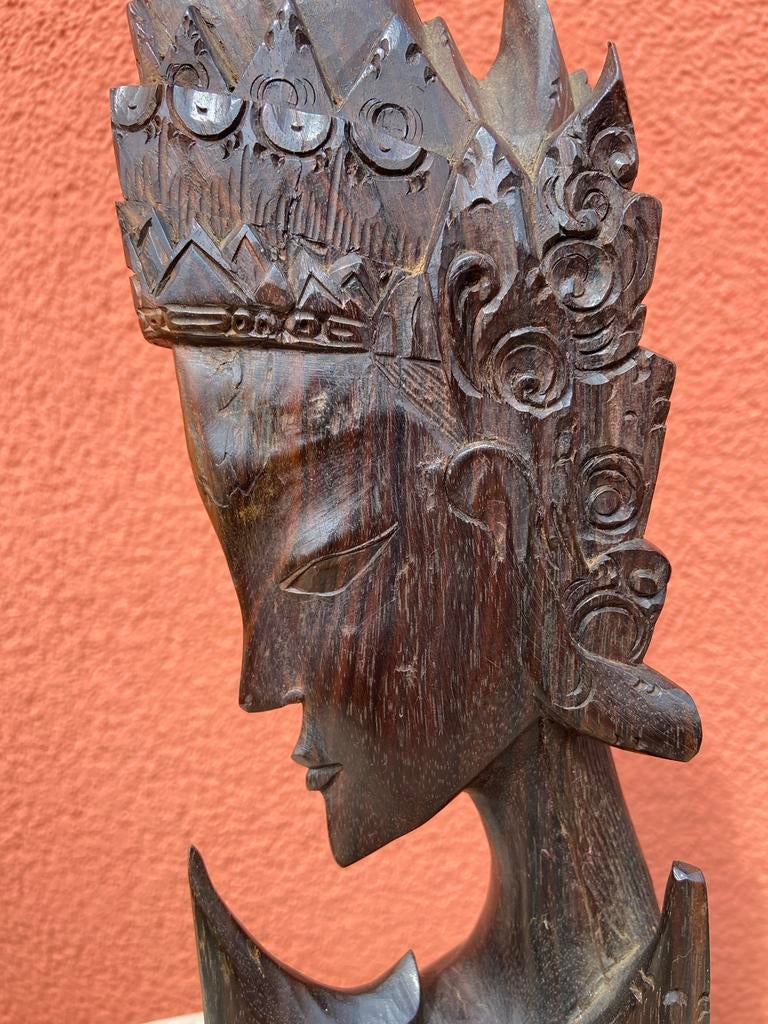Houten borstbeeld Balinees., Antiek en Kunst, Ophalen of Verzenden
