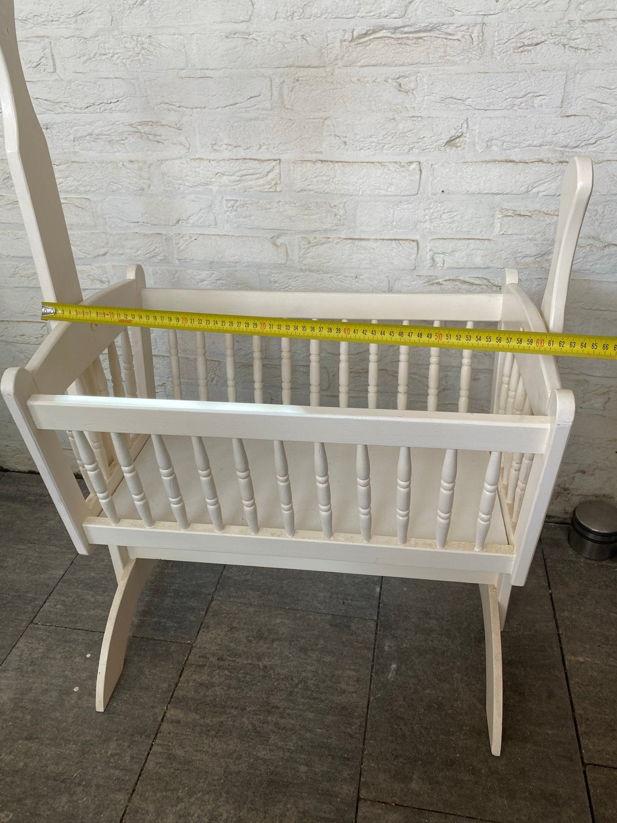 Vintage houten poppenbed - 96 cm hoog, 64 cm breed, Ophalen of Verzenden, Gebruikt, Overige typen