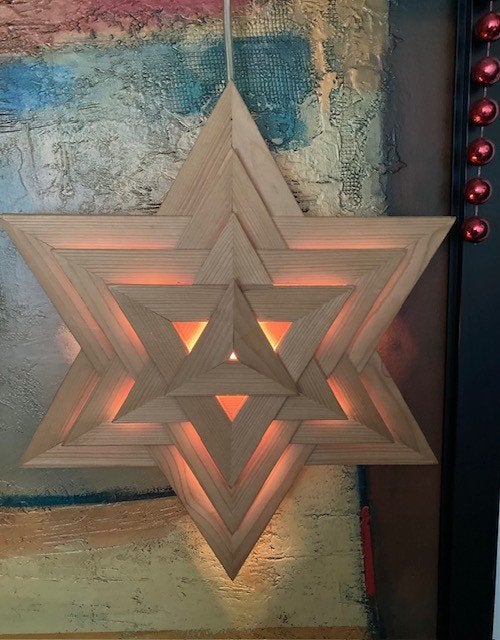 Vintage houten kerstster met verlichting, Diversen, Kerst, Ophalen of Verzenden