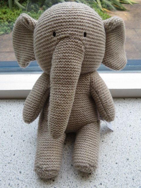 Olifant van Hema grijs gebreid meet ca 30 cm kruin /voet, Hema, Korrelvulling, Grijs, Ophalen of Verzenden
