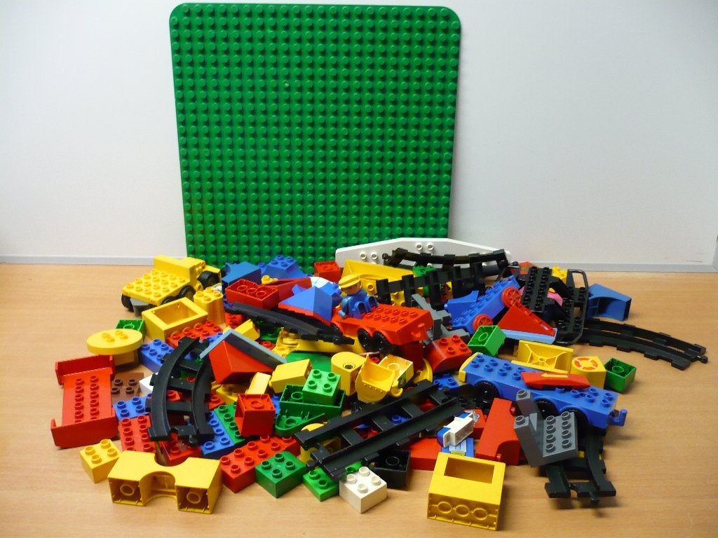 Duplo grote partij met grote groene grond-/ bouwplaat, Ophalen of Verzenden, Gebruikt, Losse stenen, Duplo