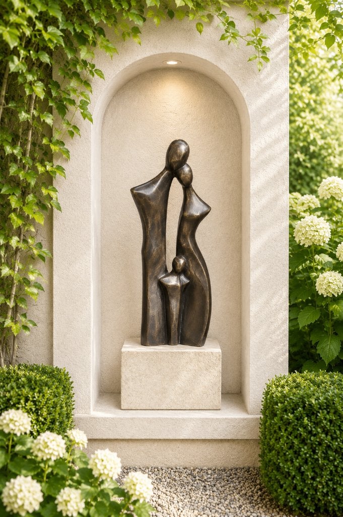 bronzen beeld / FAMILIE met 1 KIND, Antiek en Kunst, Kunst | Beelden en Houtsnijwerken, Ophalen of Verzenden, Brons, Beeld