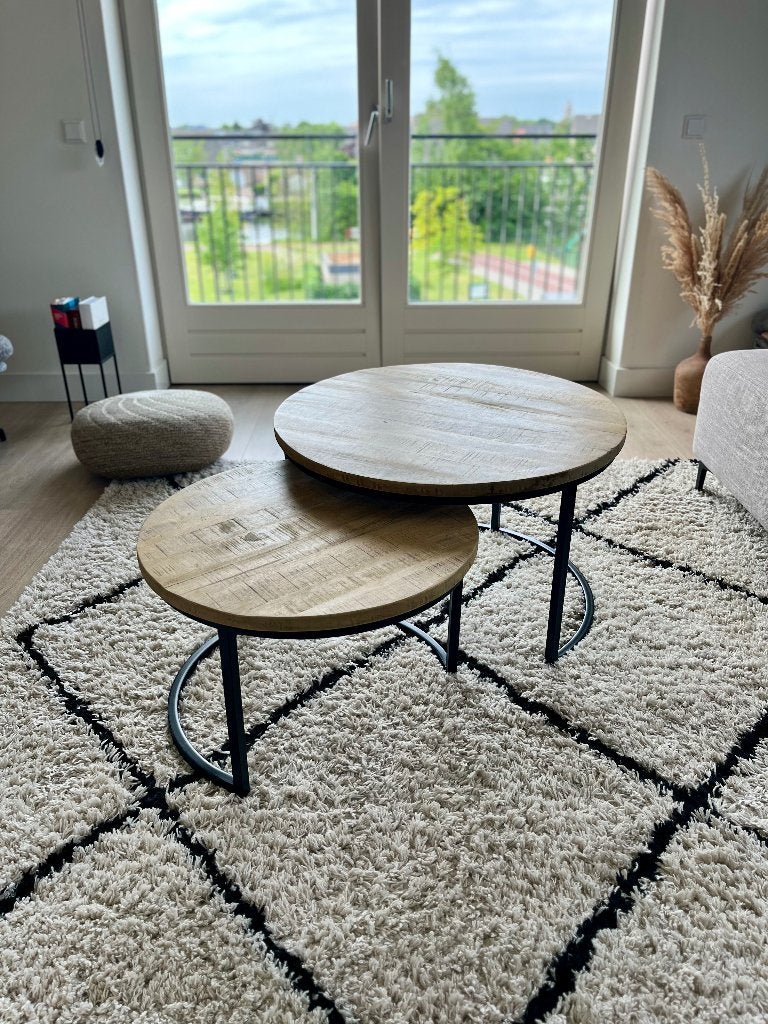 Bommel Wonen Salontafel set van 2 Jimmy - 70/50 cm, Ophalen, 50 tot 100 cm, Rond, 50 tot 100 cm