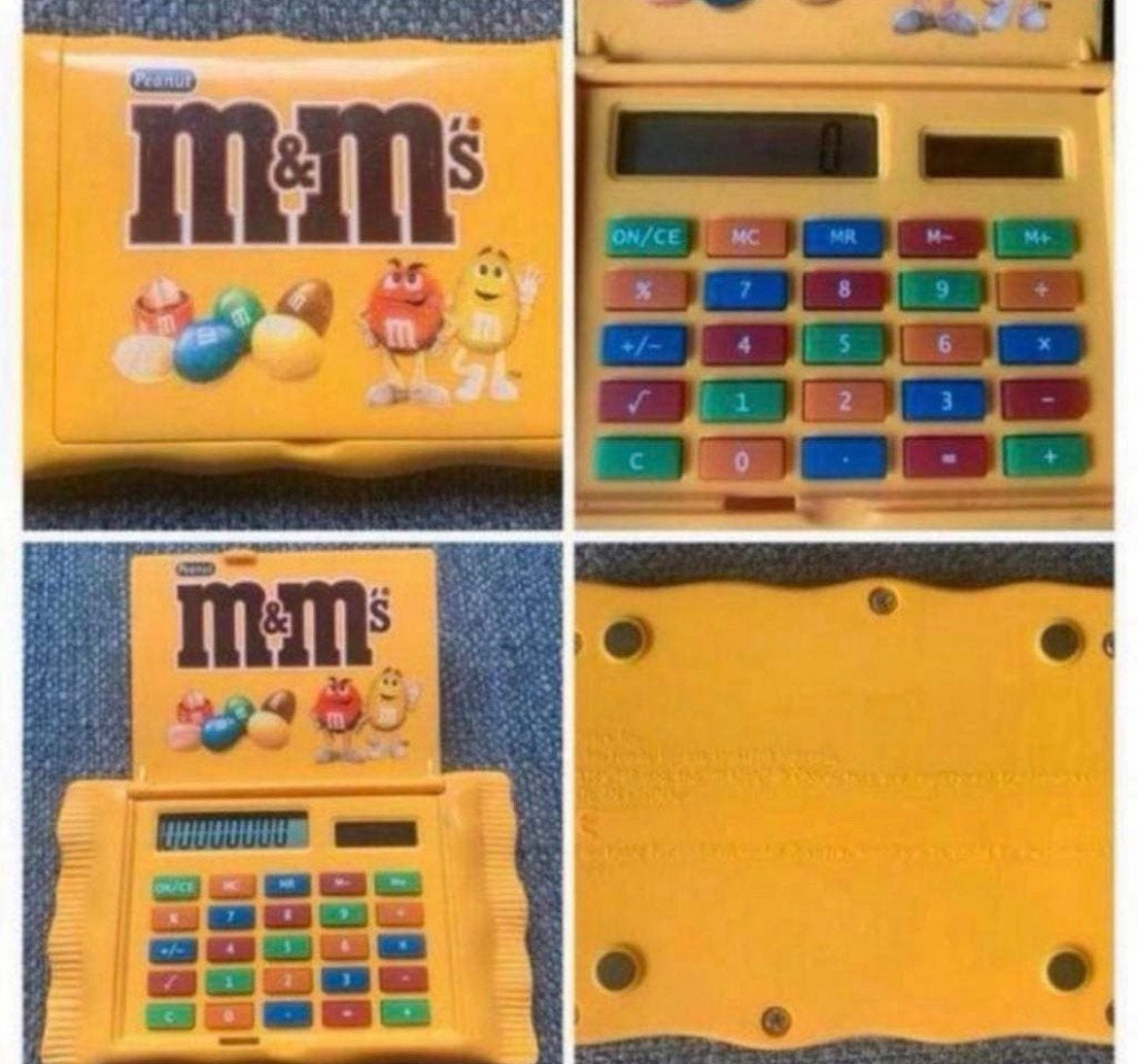 M&M chocolade rekenmachine 13 x 7,5 cm geel verzamel object, Verzamelen, Merken en Reclamevoorwerpen, Ophalen of Verzenden, Zo goed als nieuw