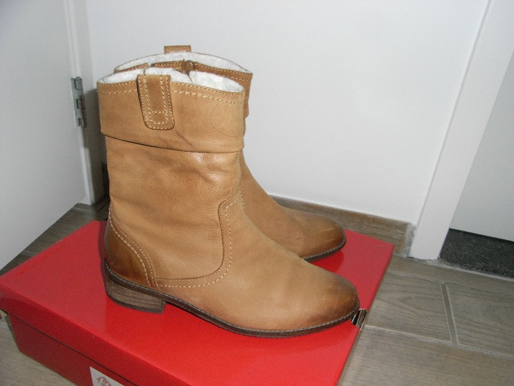 HELIOFORM cognac leren enkellaars/korte laars mt 5,5/38-39, Kleding | Dames, Bruin, Lage of Enkellaarzen, Ophalen of Verzenden