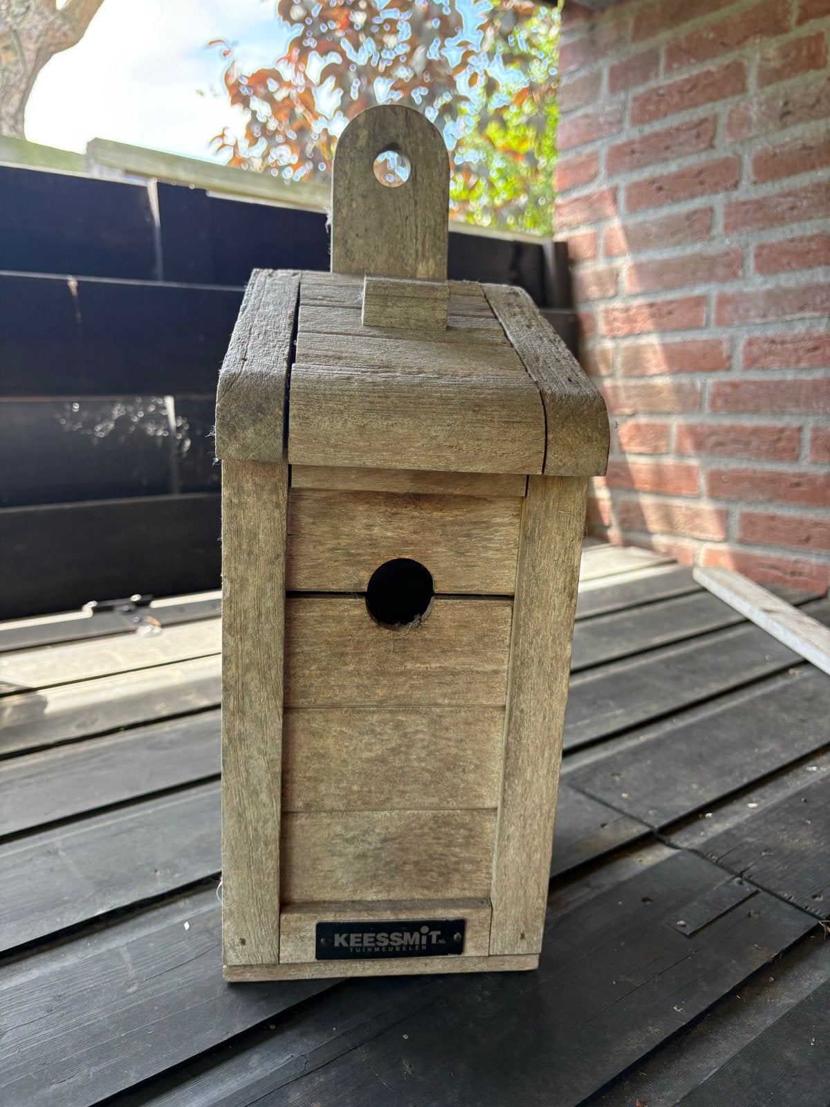 Houten vogelhuisje., Tuin en Terras, Ophalen, Gebruikt