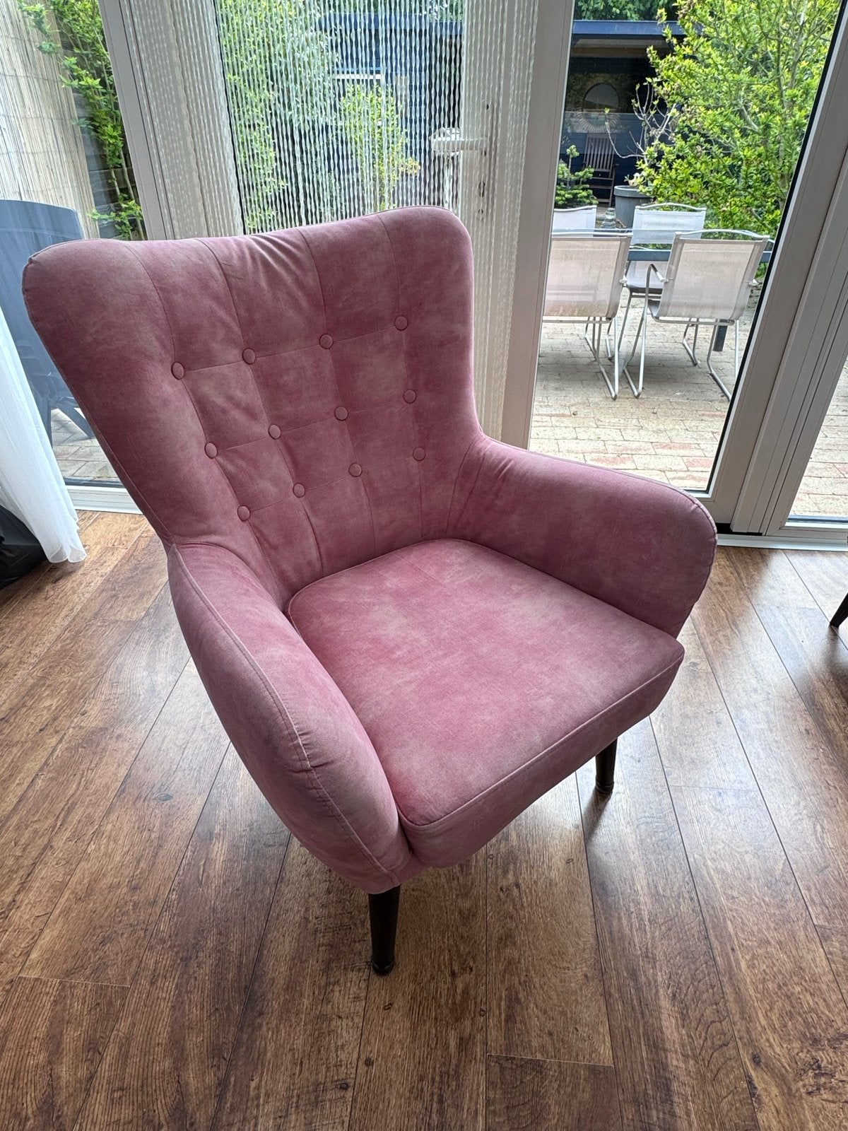 Roze fauteuil - Comfortabele stoel in zachte stof, Ophalen, Gebruikt, Overige kleuren, Eén