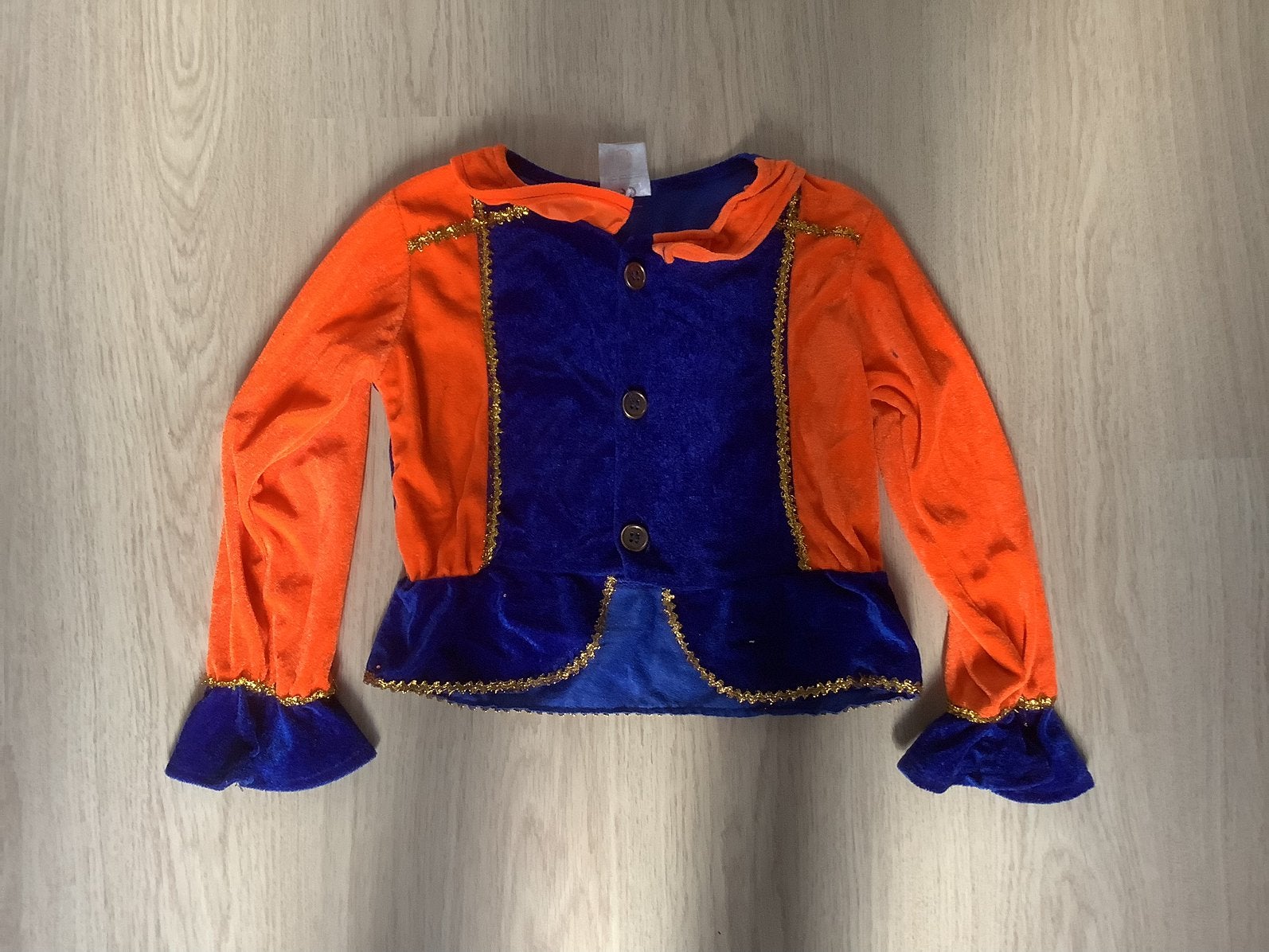 leuk blauw met oranje Pieten jasje voor 6-8 jaar, Ophalen of Verzenden, Zo goed als nieuw