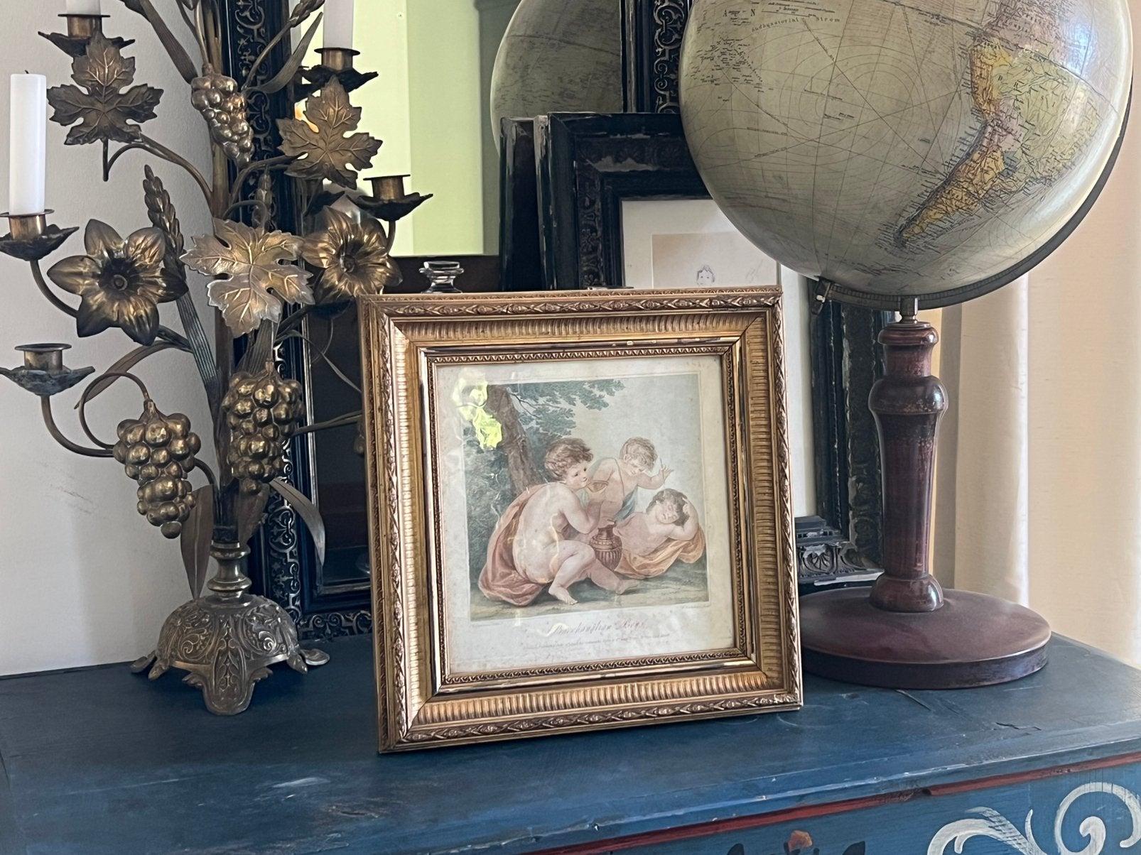 Brocante Engels prentje, Antiek en Kunst, Kunst | Schilderijen | Klassiek, Portret of Personen, Achter glas, Ophalen of Verzenden